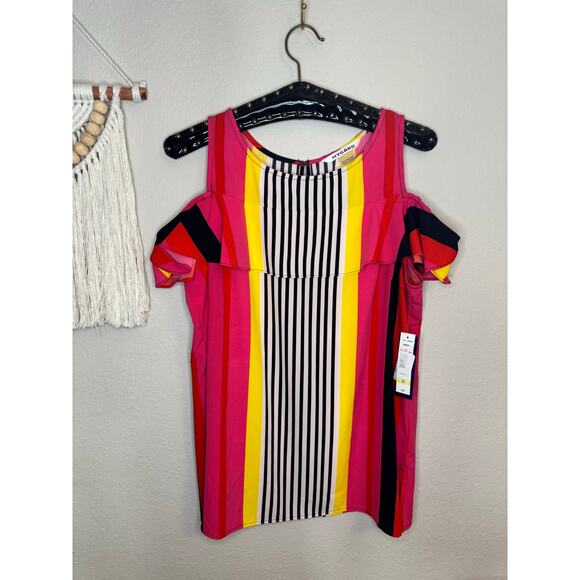 Nygard Stripe Cold Shoulder Top sz M - Picture 4 of 5
